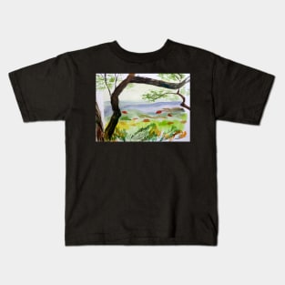 Texas Hill Country Watercolor Painting Kids T-Shirt